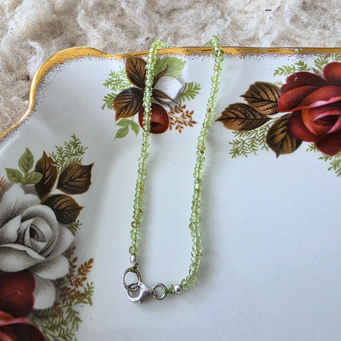 Silver and peridot gemstone bracelet