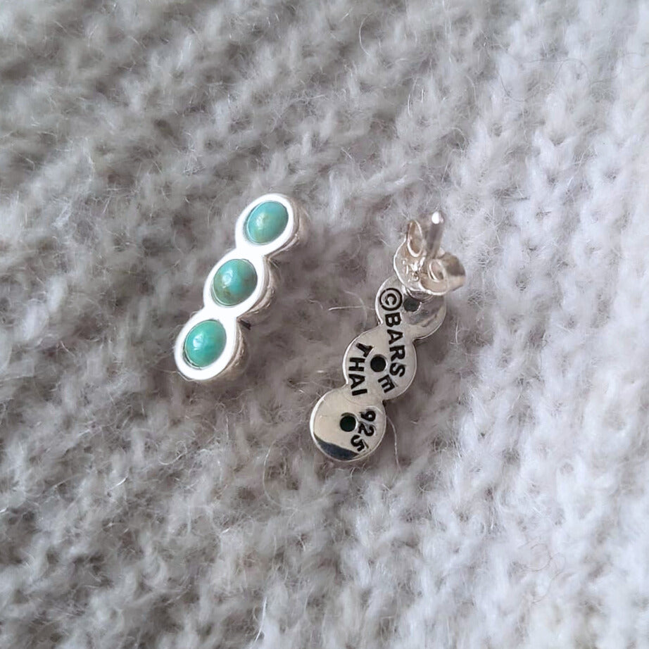 Barse Silver Stud Earrings Turquoise