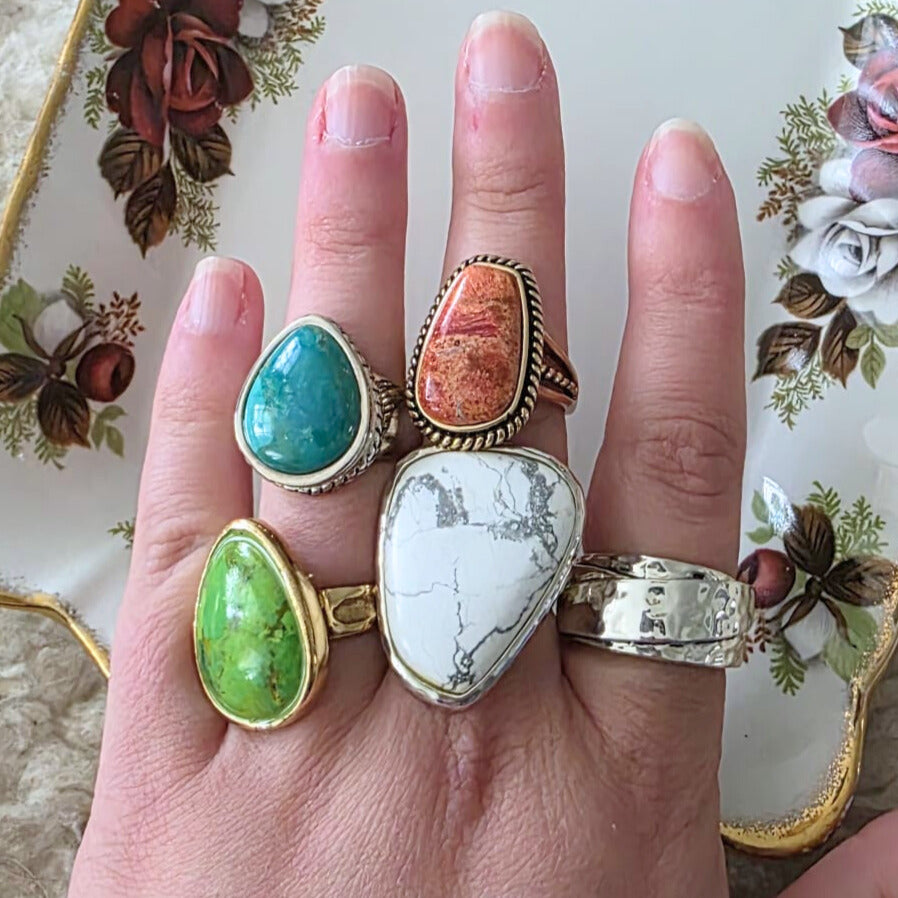 Barse Brons Lime Green Turquoise Ring