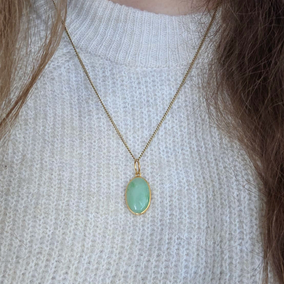Vintage 18k gouden hanger jade