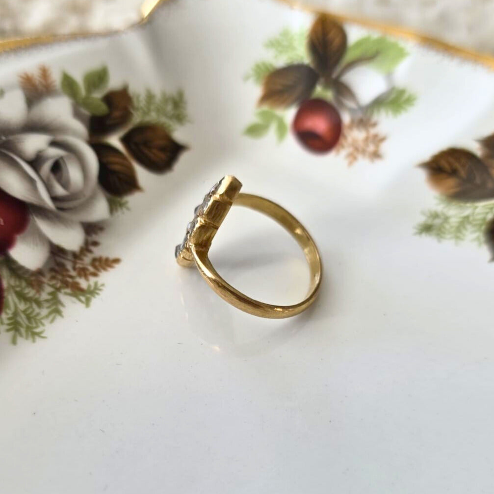 Antique gold filled ring with rose cut diamonds