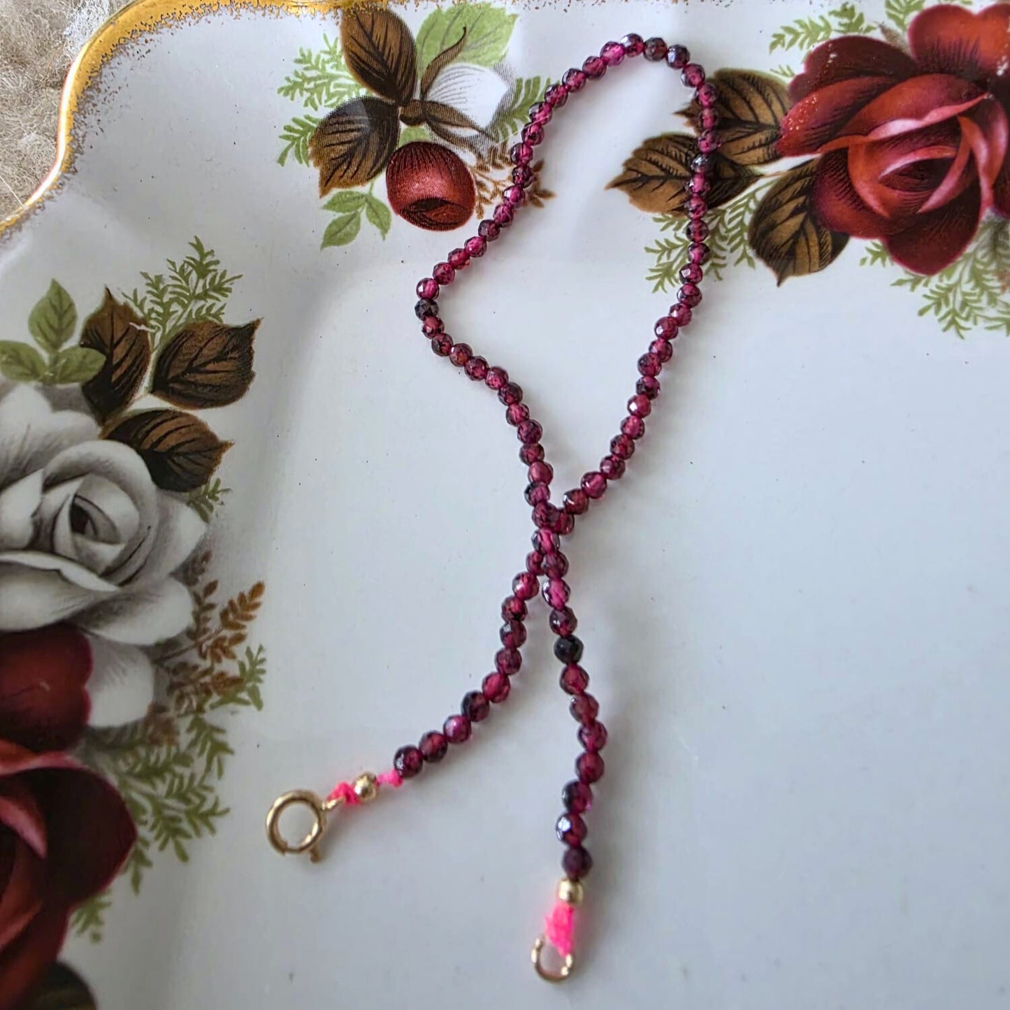 14k gold and garnet gemstone bracelet