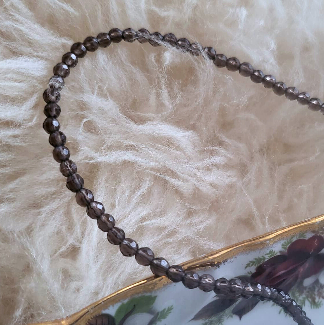 Barse Silver Necklace Smoky Quartz Beads