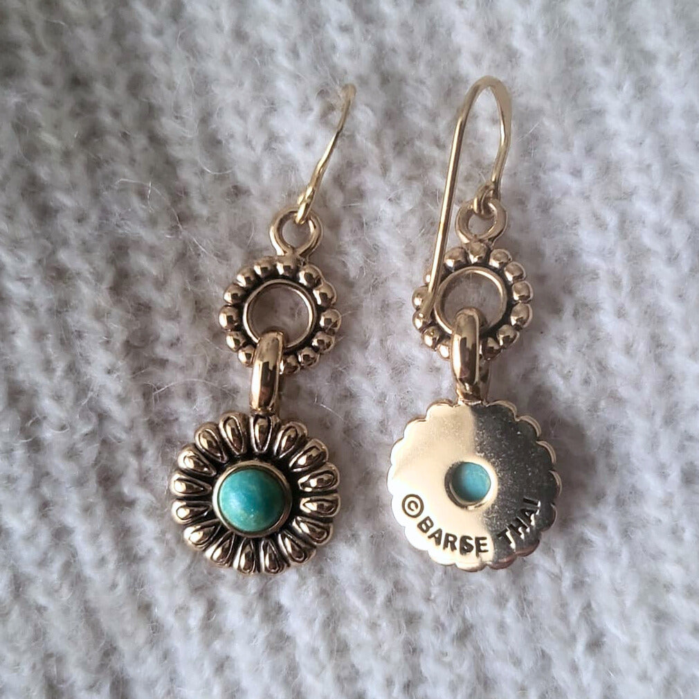 Barse Bronze Earrings Flower Turquoise