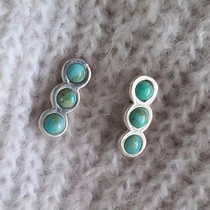 Barse Silver Stud Earrings Turquoise