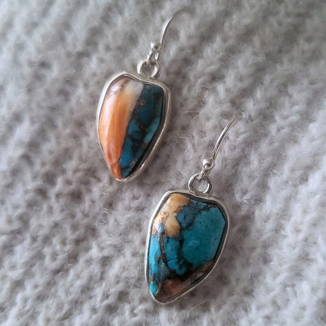 Barse Silver Earrings Calcite, Turquoise, Oyster shell