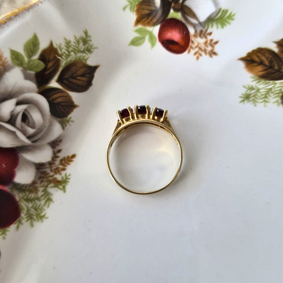 Vintage 8k gouden ring met granaat