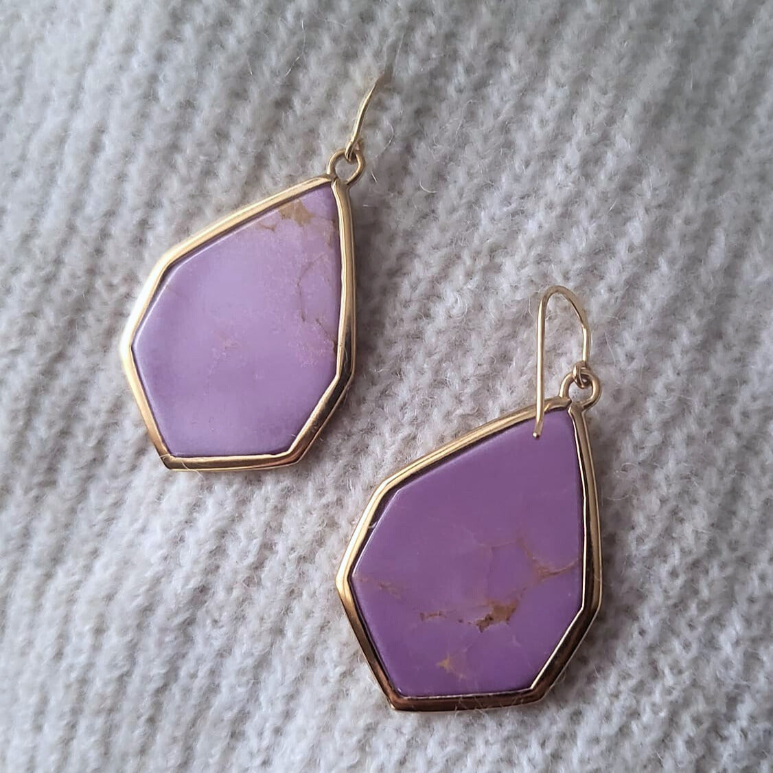 Barse Bronze Earrings Hexagon Phosphosiderite