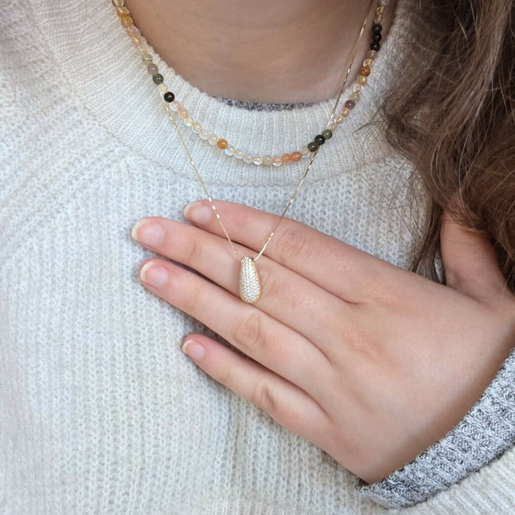 Pre-owned 14k gouden hanger met zirkonia