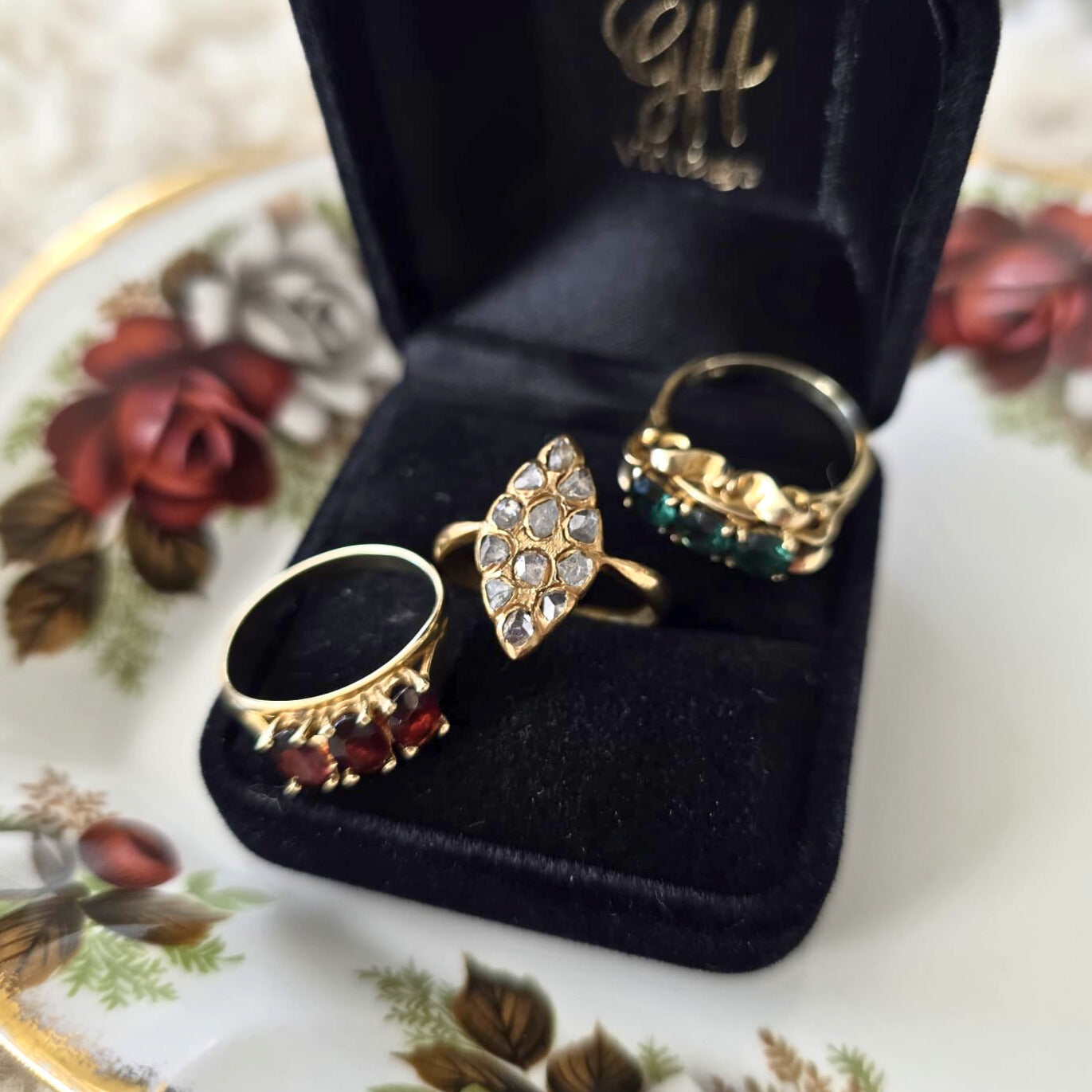 Vintage 8k gouden ring met granaat