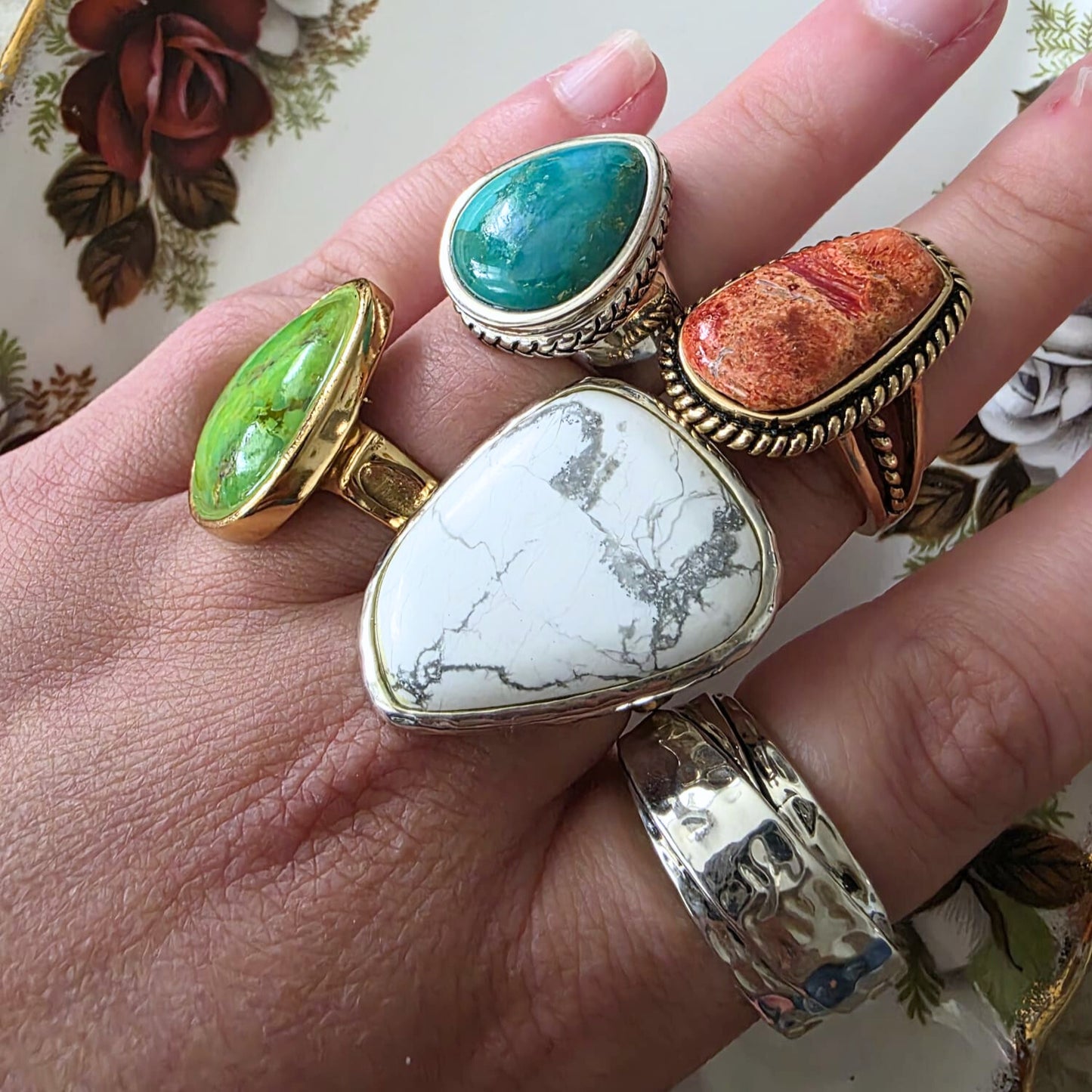 Barse Silver Turquoise Drop Ring