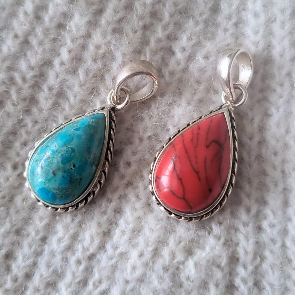 Barse Silver Pendant Braided Turquoise
