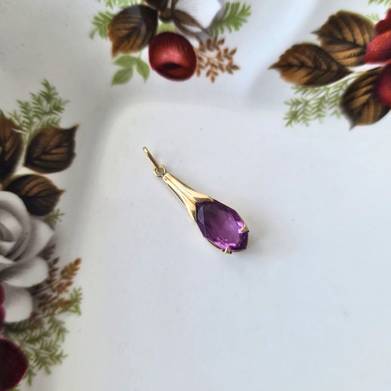 Vintage 14k gouden hanger amethist