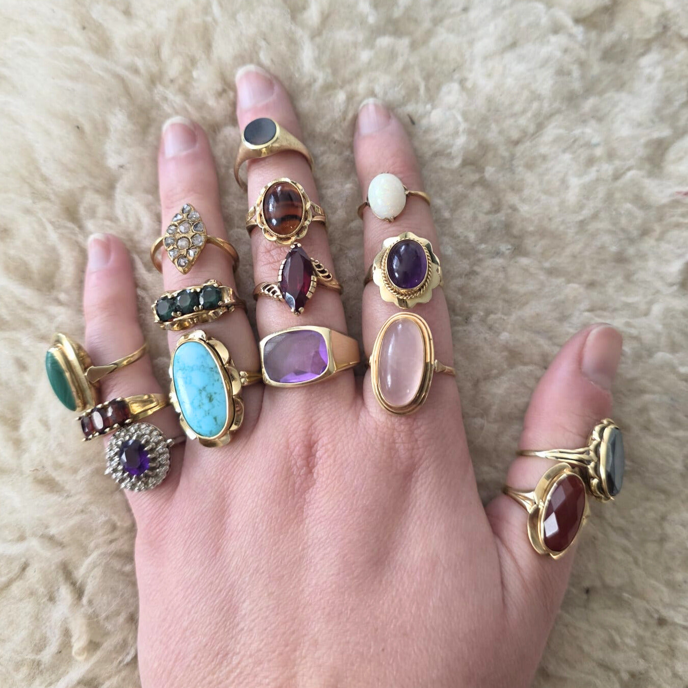 Vintage 14k gouden zegel ring met alexandriet