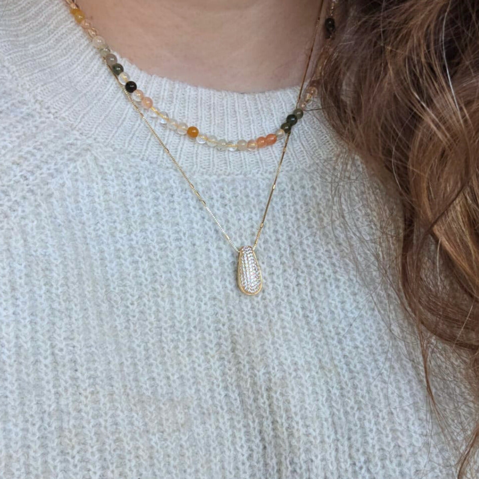 Pre-owned 14k gouden hanger met zirkonia