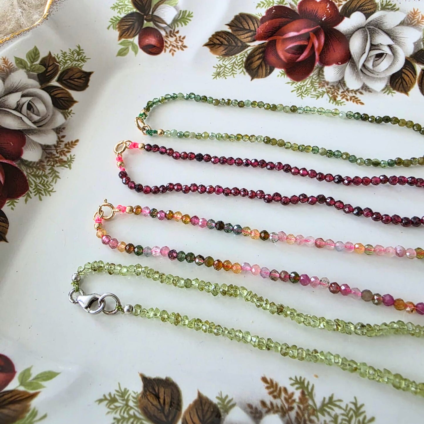 14k gold and green tourmaline gemstone bracelet