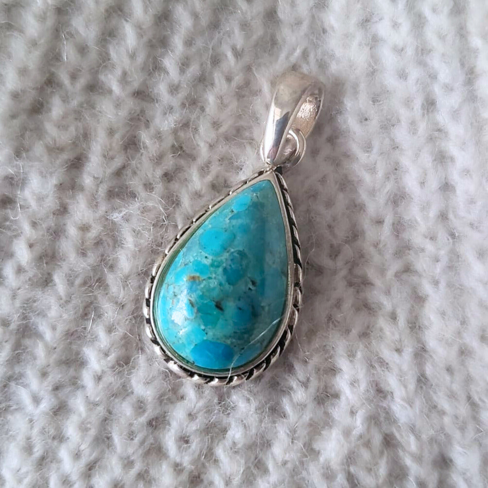 Barse Silver Pendant Braided Turquoise