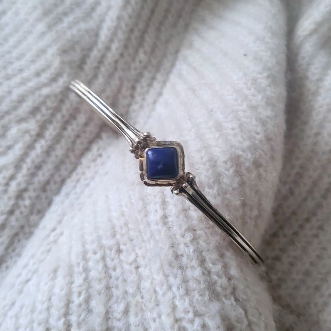 Barse Silver Cuff Bracelet Lapis Lazuli