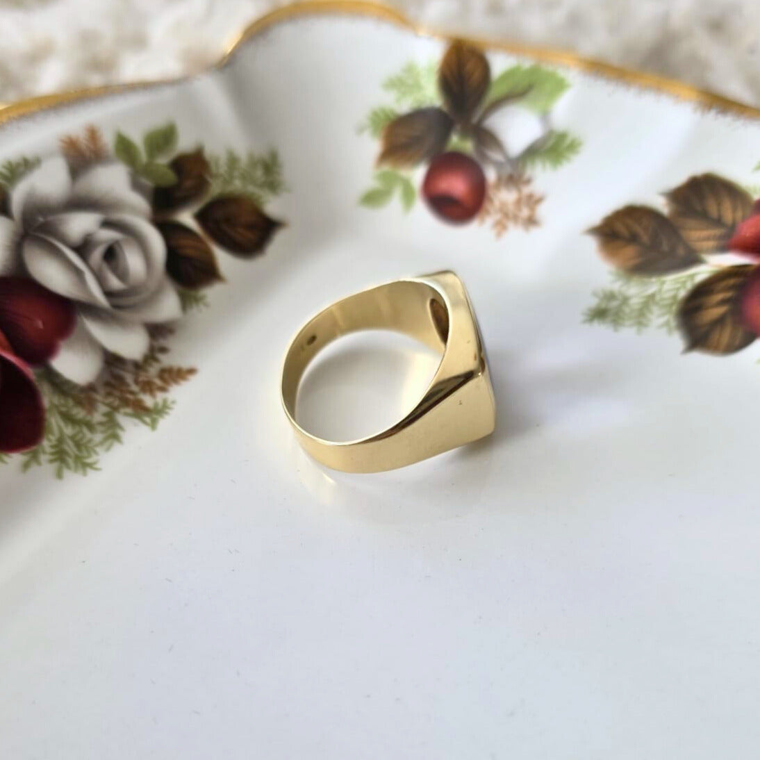 Vintage 14k gouden zegel ring met alexandriet
