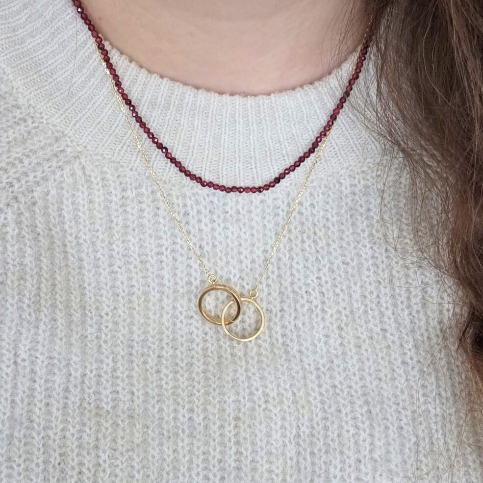 14k goud en granaat edelsteen ketting