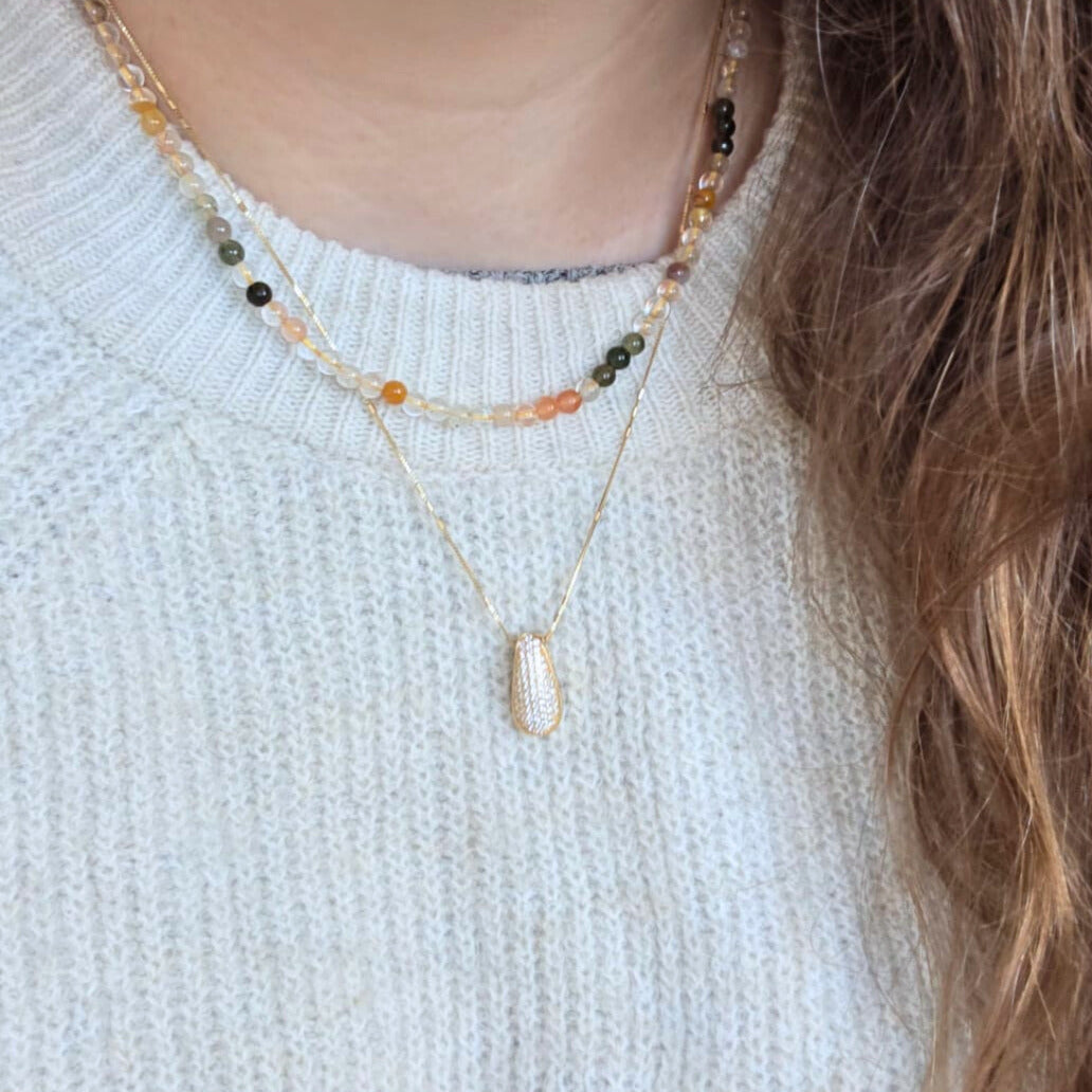Pre-owned 14k gouden hanger met zirkonia