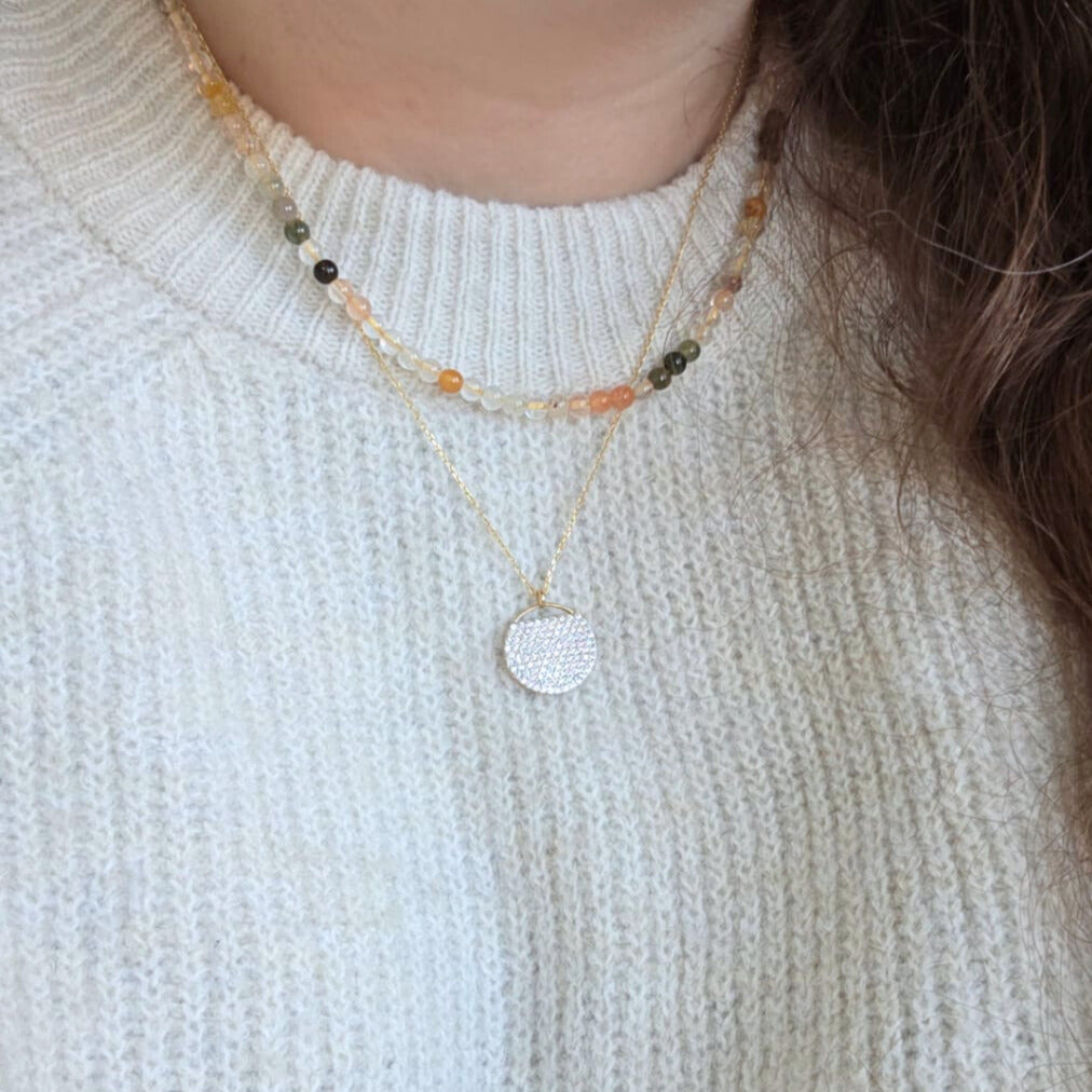 Pre-owned 14k gold necklace with zirconia pendant
