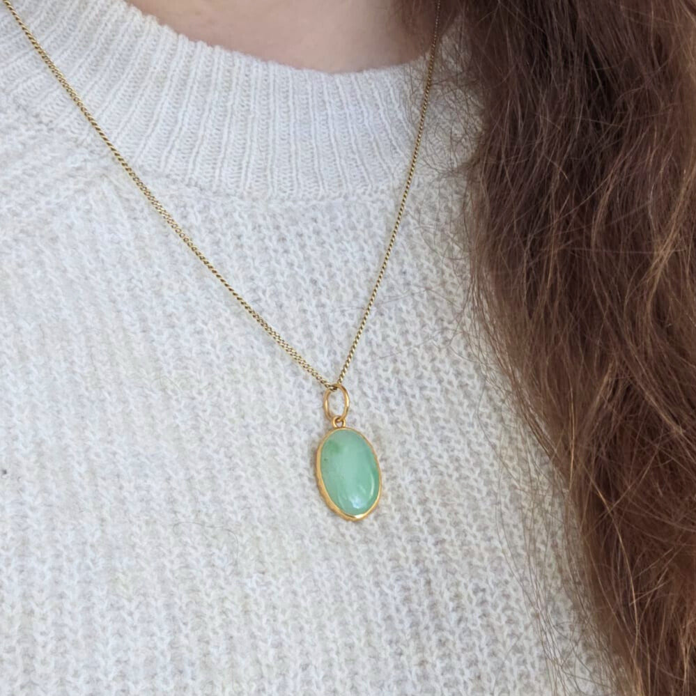 Vintage 18k gouden hanger jade