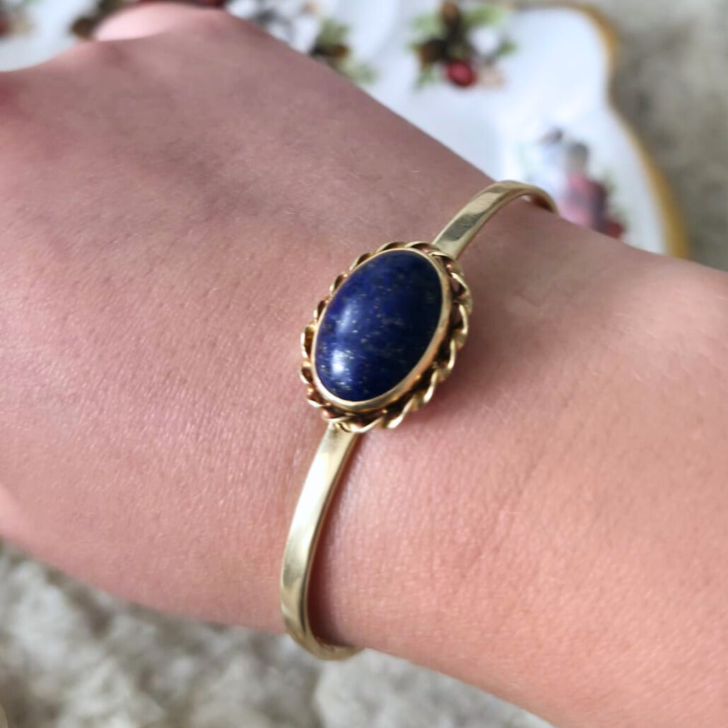 Vintage 14k gold lapis lazuli bracelet