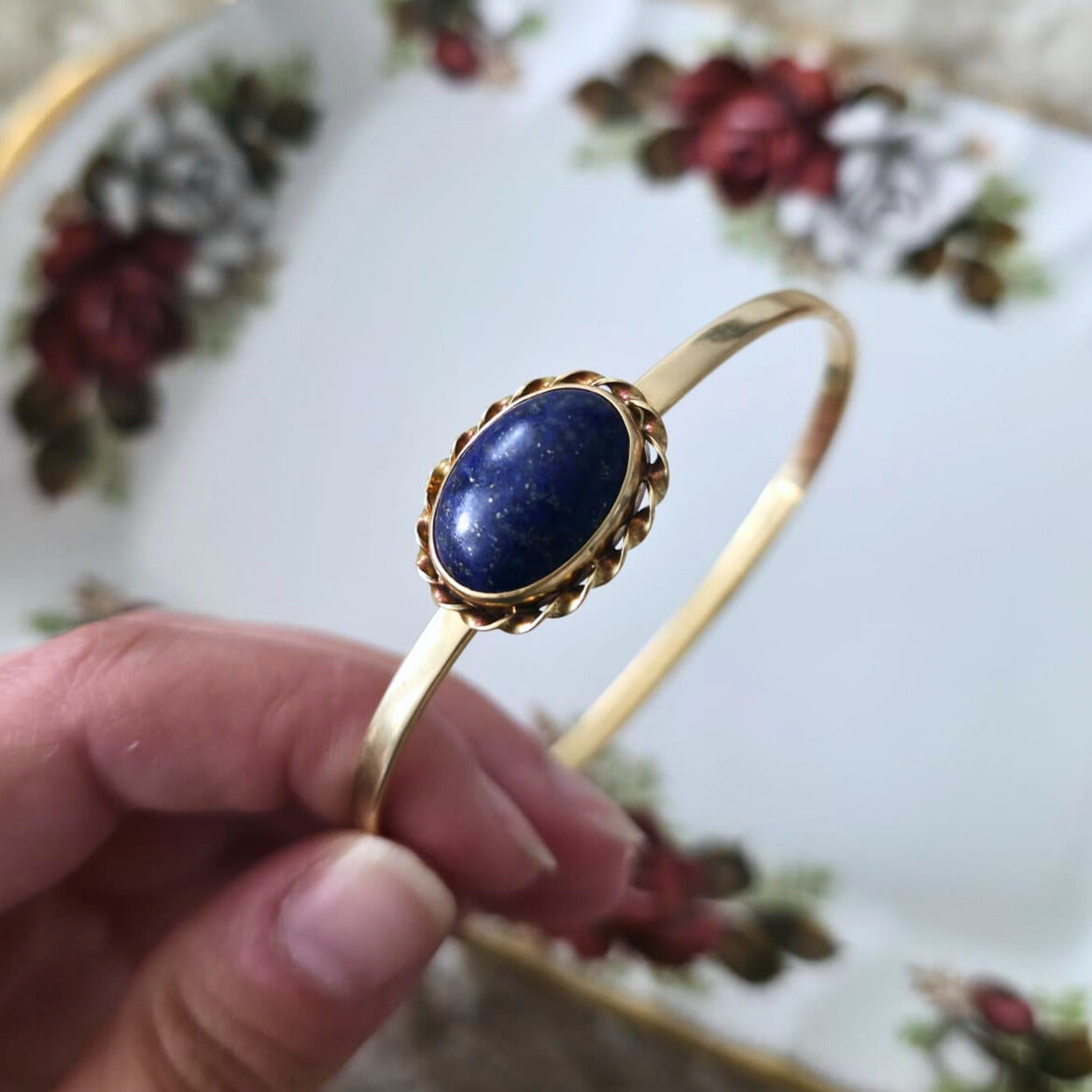 Vintage 14k gold lapis lazuli bracelet