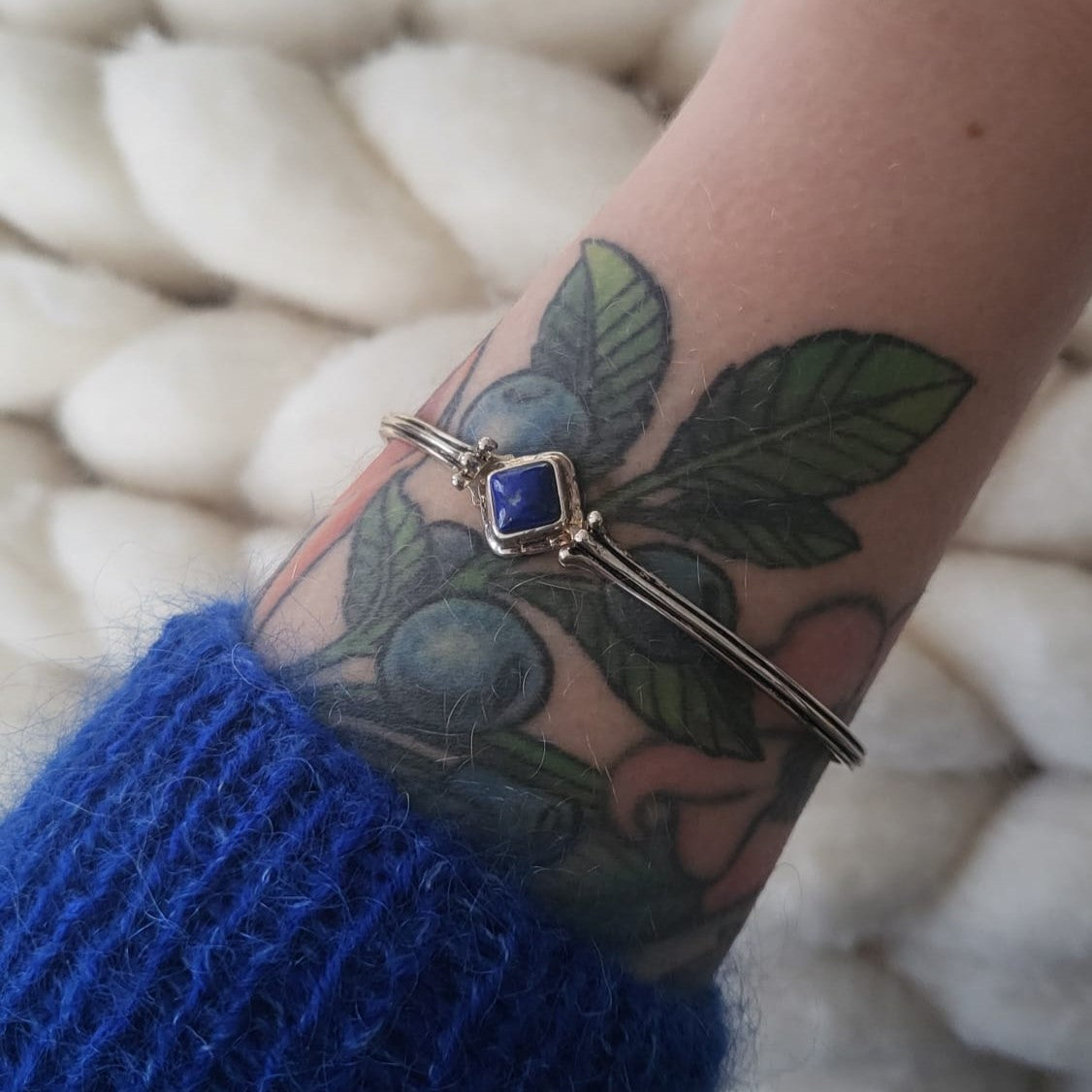 Barse Silver Cuff Bracelet Lapis Lazuli