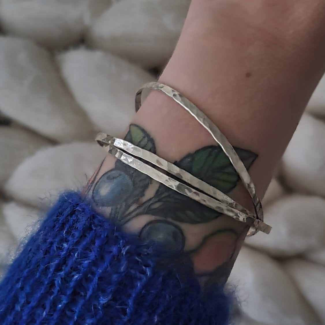 Barse Silver Hammered Bangles