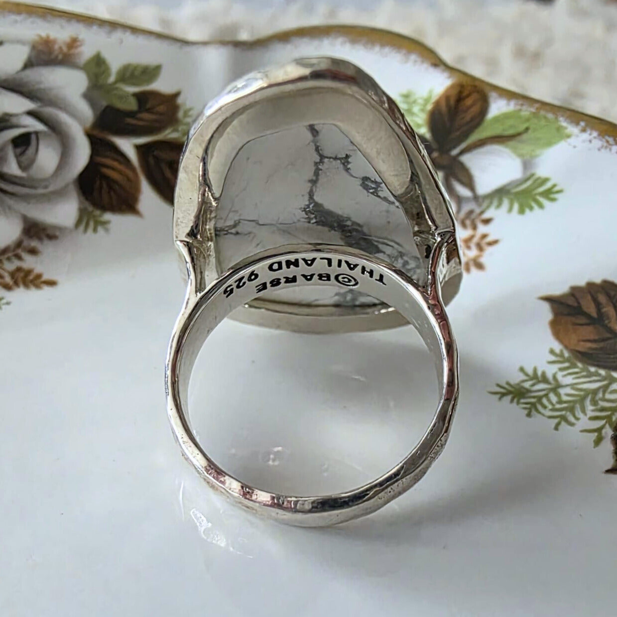 Barse Silver Statement Howlite Ring