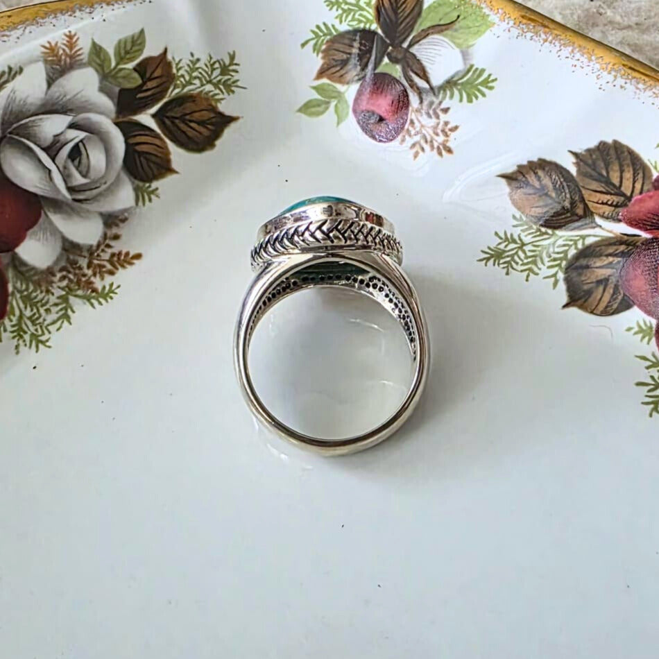 Barse Silver Turquoise Drop Ring