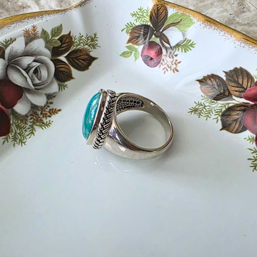 Barse Silver Turquoise Drop Ring