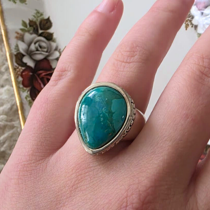Barse Silver Turquoise Drop Ring