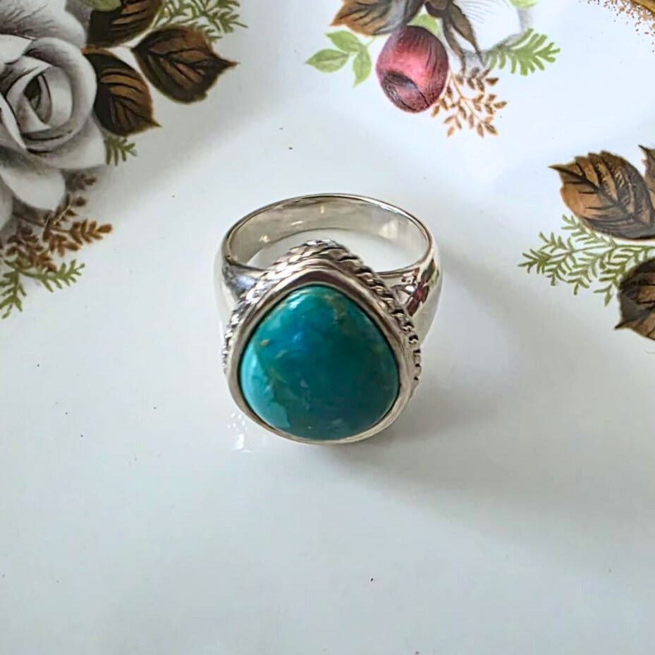 Barse Silver Turquoise Drop Ring