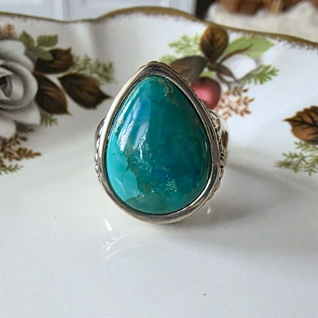 Barse Silver Turquoise Drop Ring