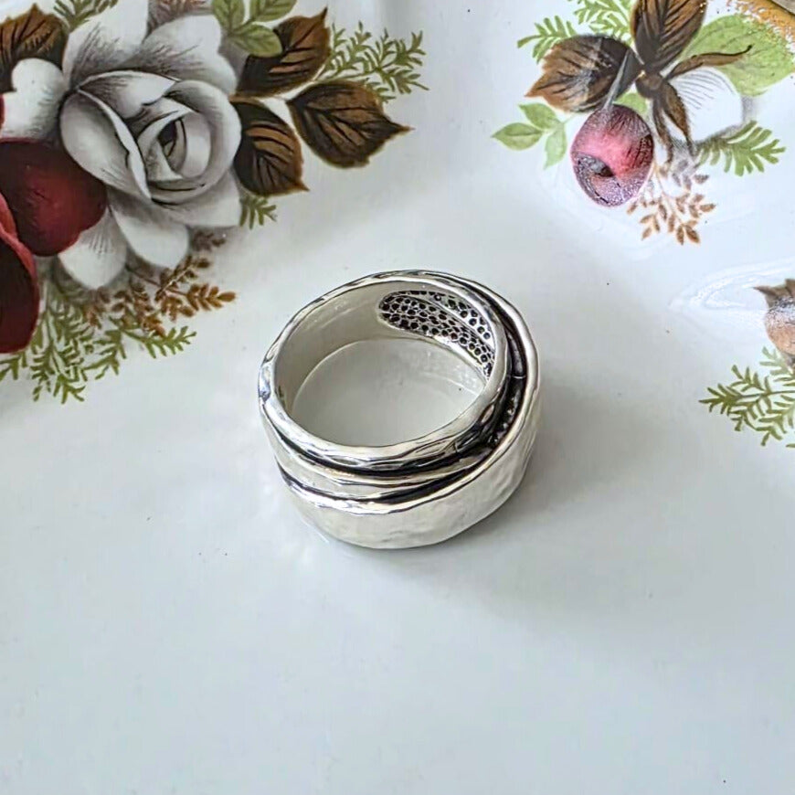 Barse Silver Hammered Wrap Ring