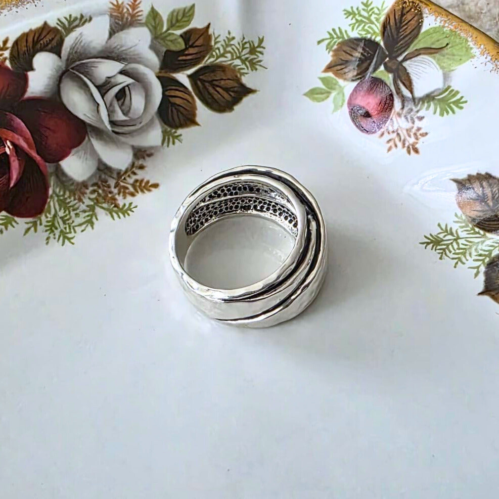 Barse Silver Hammered Wrap Ring