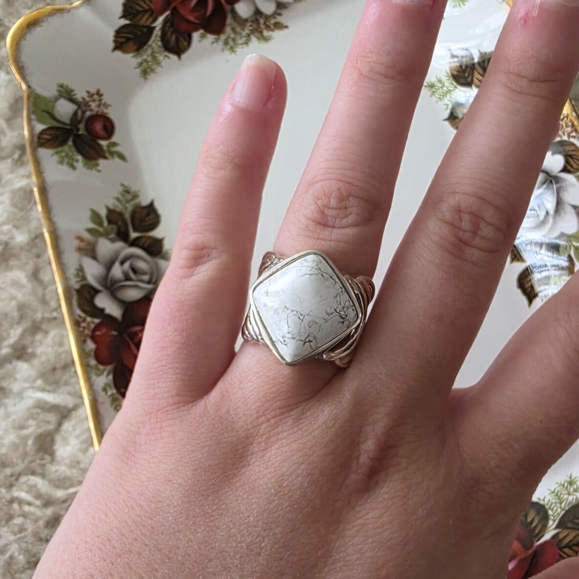 Barse Silver Howlite Ring