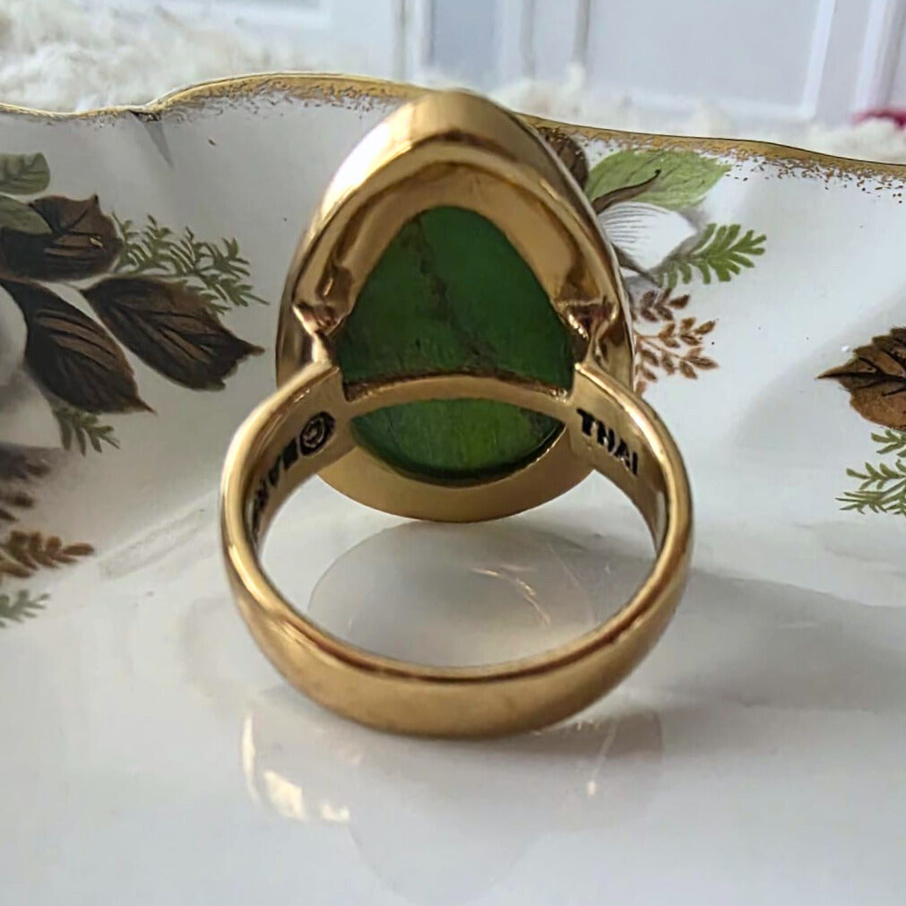 Barse Brons Lime Green Turquoise Ring