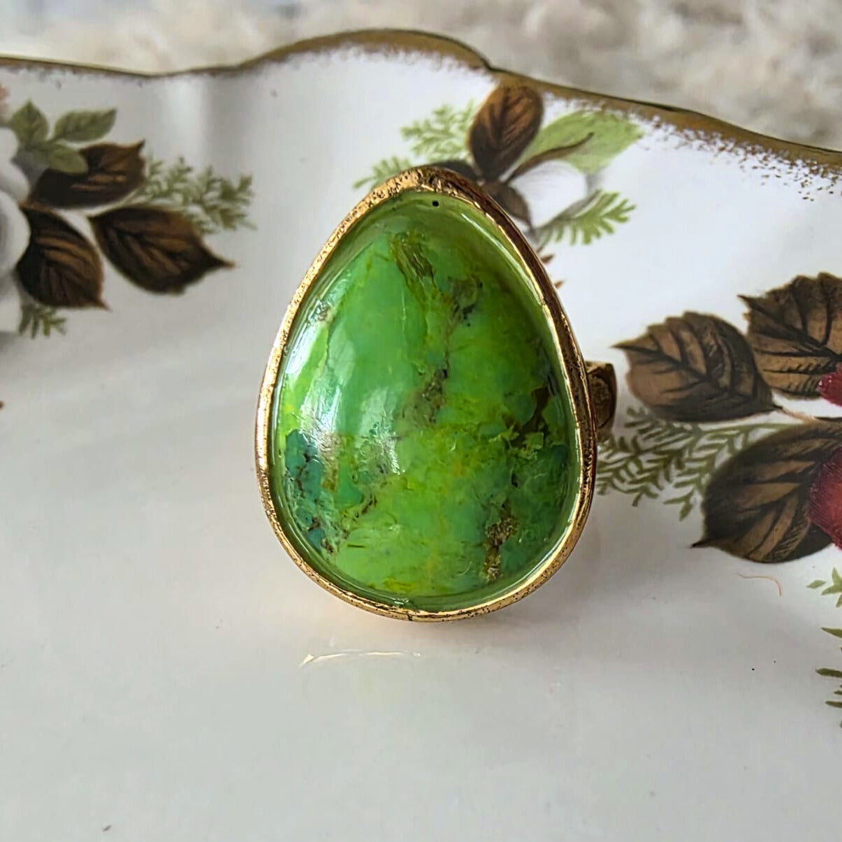 Barse Brons Lime Green Turquoise Ring