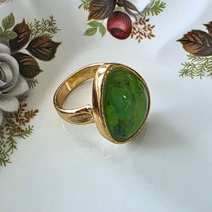 Barse Brons Lime Green Turquoise Ring