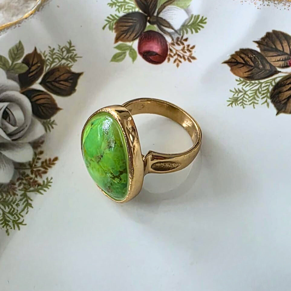 Barse Brons Lime Green Turquoise Ring