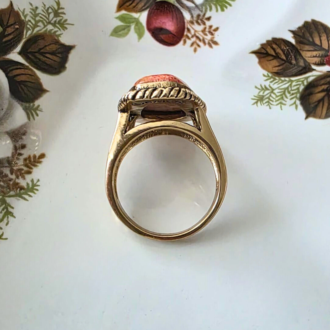 Barse Brons Roped Sponge Coral Ring