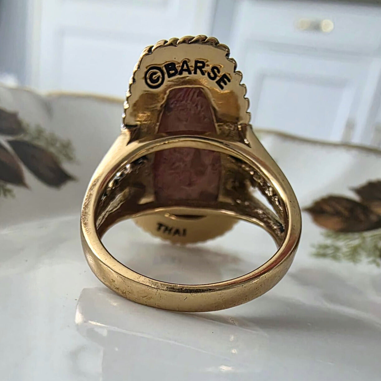 Barse Brons Roped Sponge Coral Ring