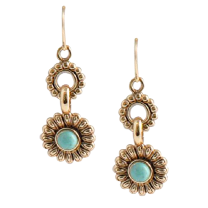 Barse Bronze Earrings Flower Turquoise