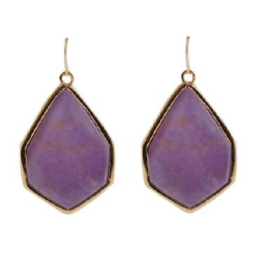 Barse Bronze Earrings Hexagon Phosphosiderite