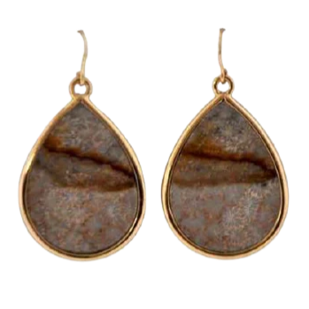 Barse Bronze Earrings Fossil Coral