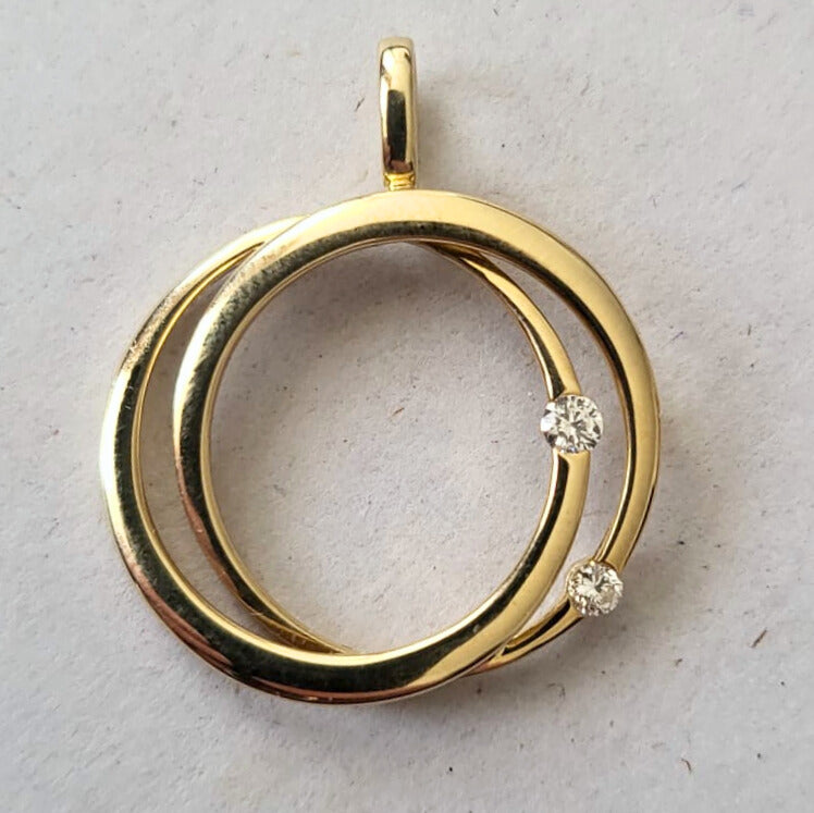 Pre-owned 14k gouden hanger met diamant